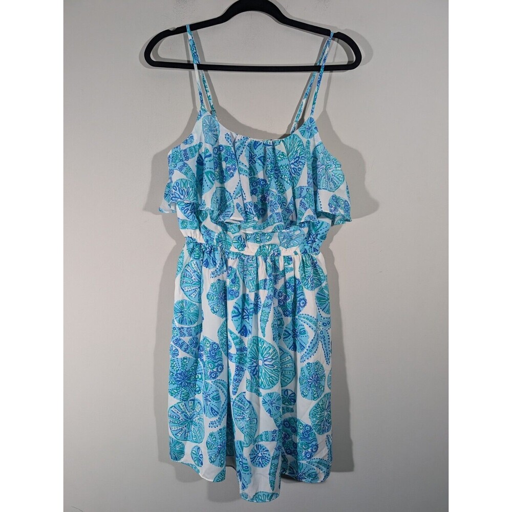 Lilly Pulitzer X Target‎ Dress Women S Sea Urchin Sand Dollar Blue Green Ruffle